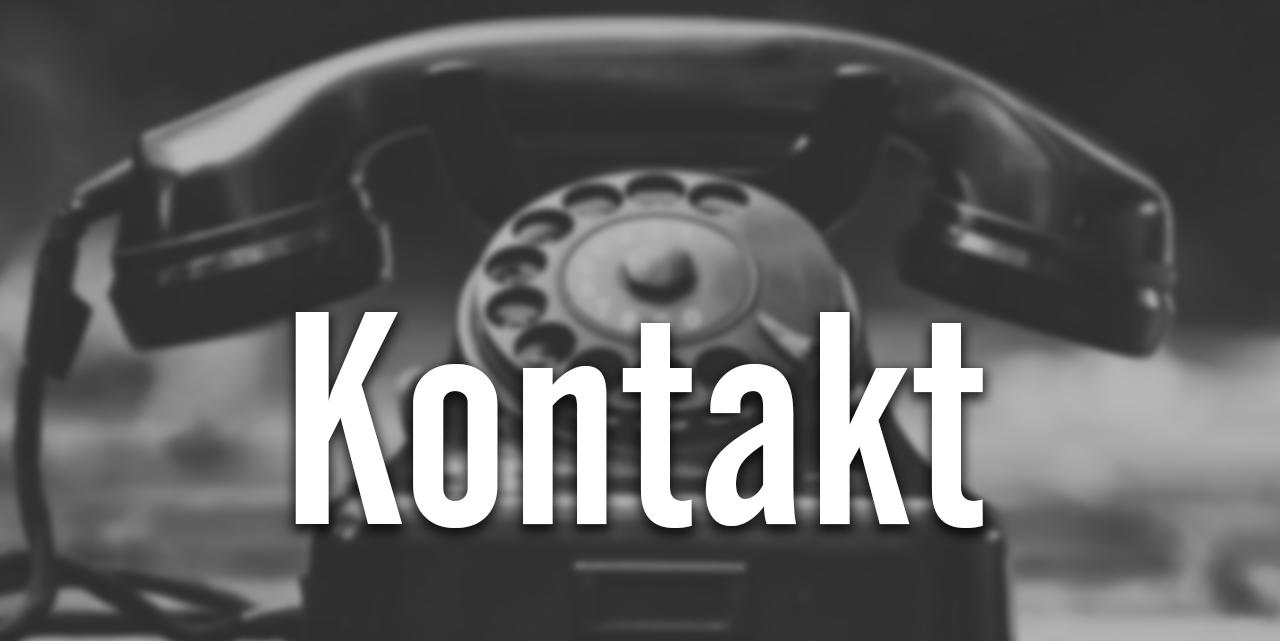 En bild på en snurrtelefon med texten "Kontakt".