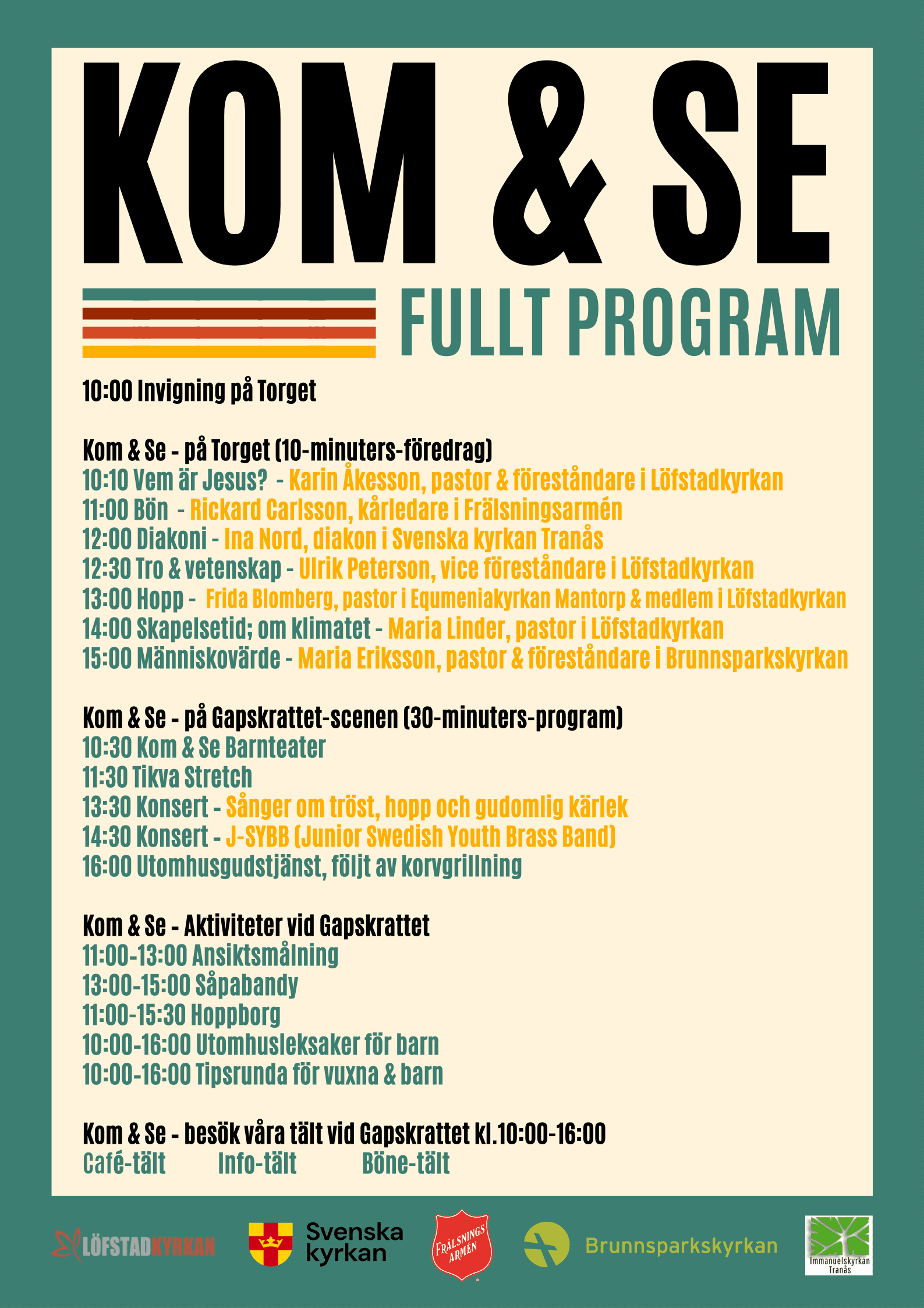 Program Kom & Se 2024 med tider