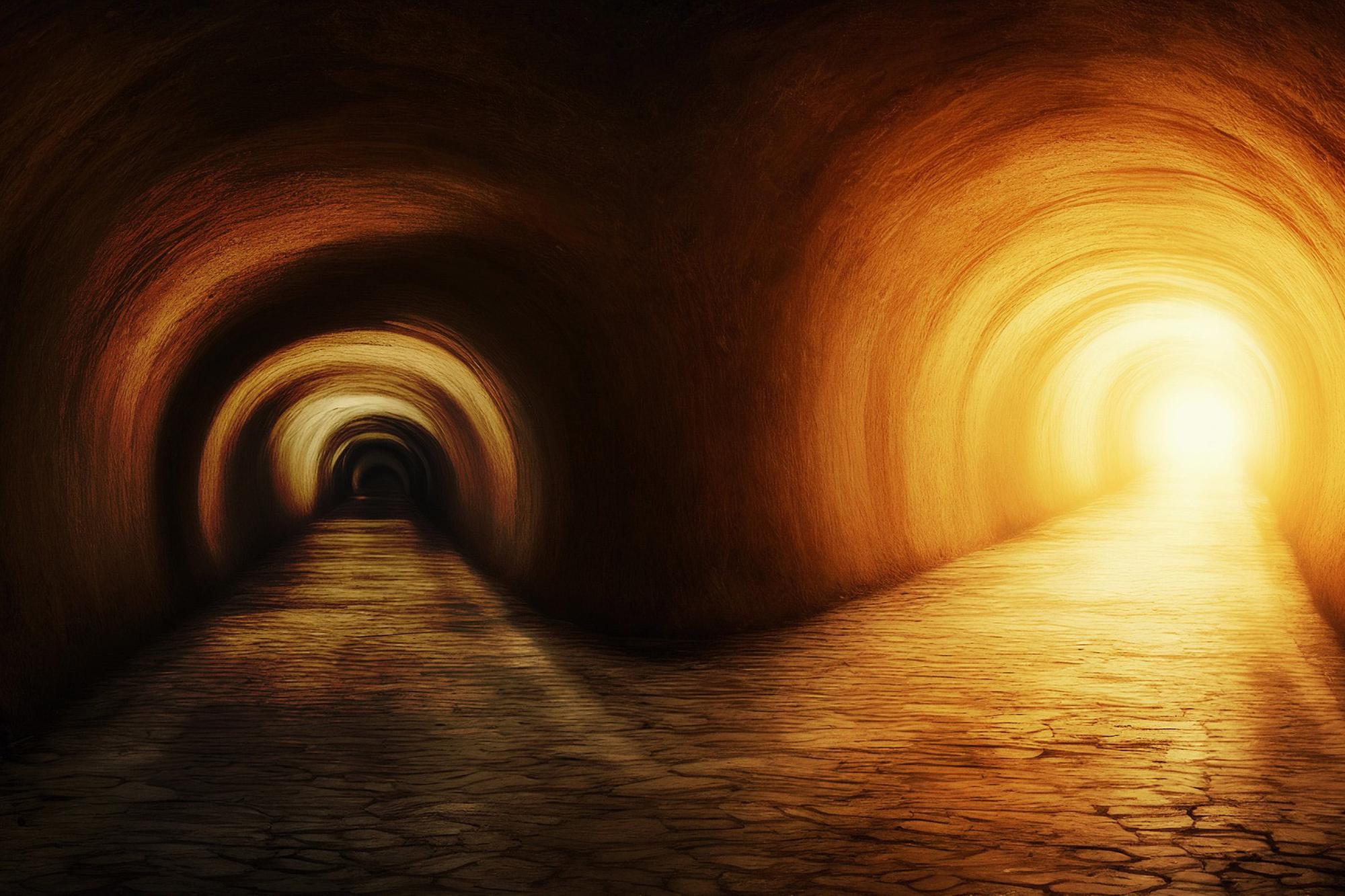Två tunnlar bredvid varandra - i den ena är det ljust och i den andra är det mörkt.