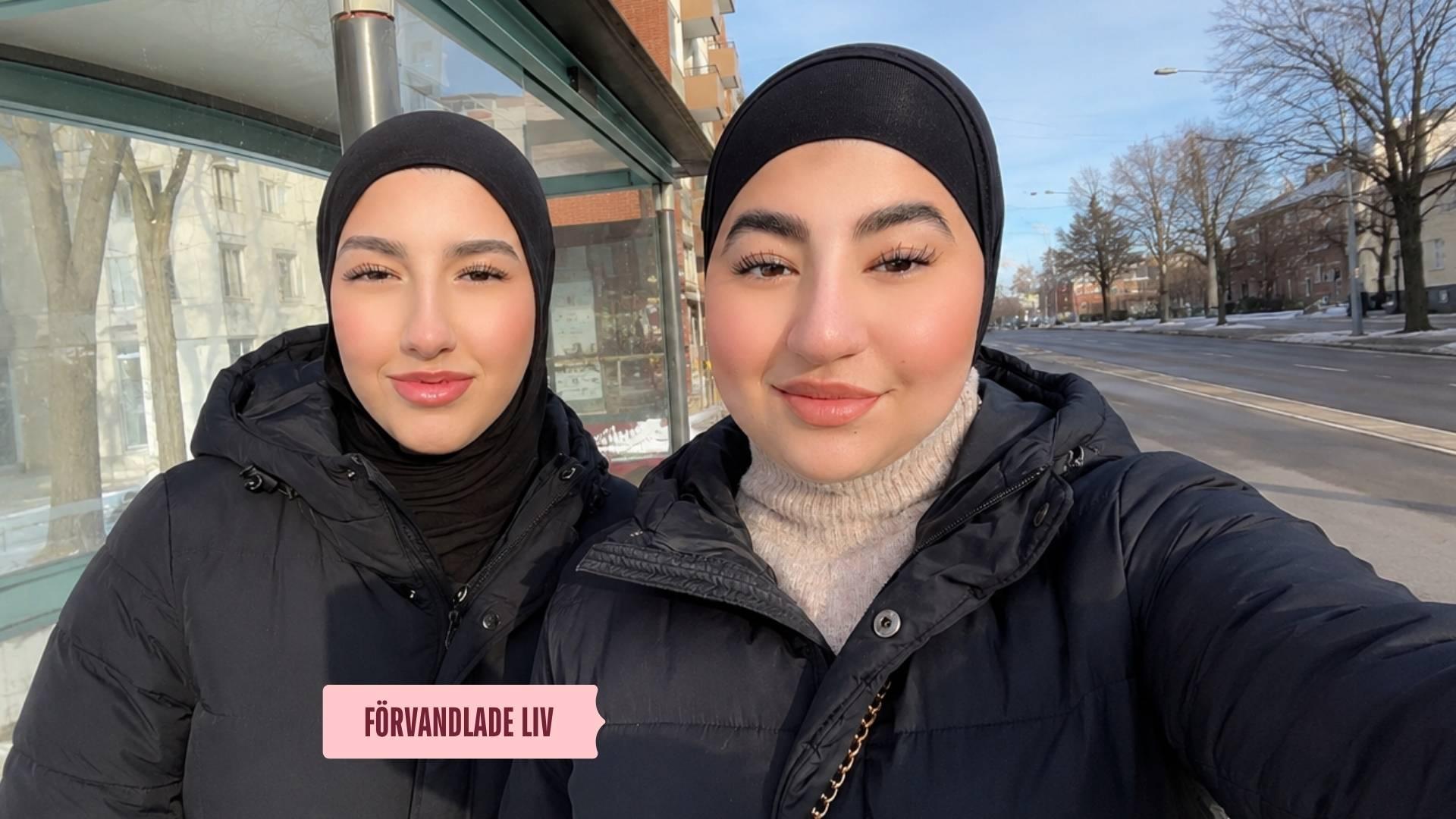 Syskonen Shahed och Bilasan står på trottoaren med blicken in i kameran - i bakgrunden syns en gatuvy.